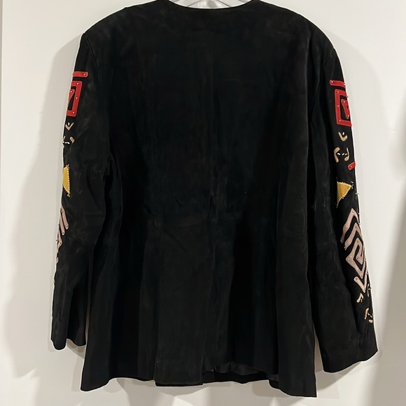 Jon Lawrence Ltd - m, black/tan/red suede jacket, 80s - Picture 2 of 10